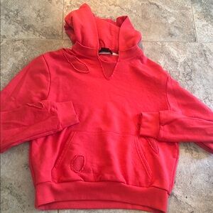Twenty Montreal coral distressed hooded hoodie sweatshirt woman’s size small